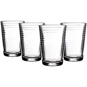 Juice Glasses 7 oz. Set Of 4 Glass Cups – By Home Essentials and Beyond – Beverage Water Tumblers for Juice, Whiskey, Cocktails, Iced Tea. Dishwasher safe.