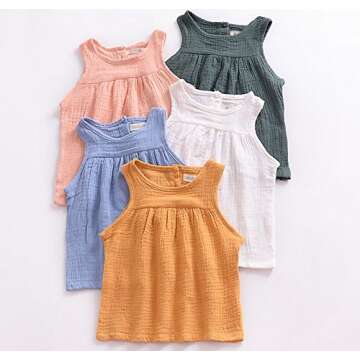 LOOLY Baby Outfits Unisex Girls Boys Cotton Linen Blend Tank Tops and Bloomers 110,Green