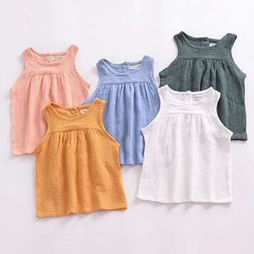 LOOLY Baby Outfits Unisex Girls Boys Cotton Linen Blend Tank Tops and Bloomers 110,Green