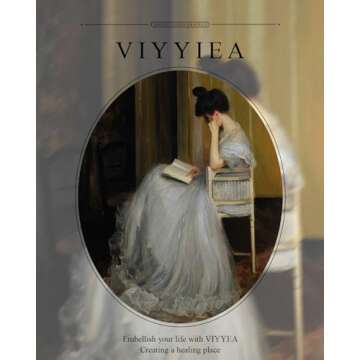 VIYYIEA Gold Framed Wall Art Canvas Print Home Decor for Living Room Women Reading Pictures for Bedroom Bathroom Wall Decor Women Portrait Art Wall Painting Vintage Art Prints Room Wall Decor 13x16in