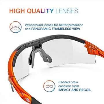 ToolFreak Reevo Safety Glasses Clear Polycarbonate Lens, UV and Impact Rating, Eye Protection, Rated to Ansi Z87+, Distortion Free, Hard Case,Pouch, Neck Cord and Cloth
