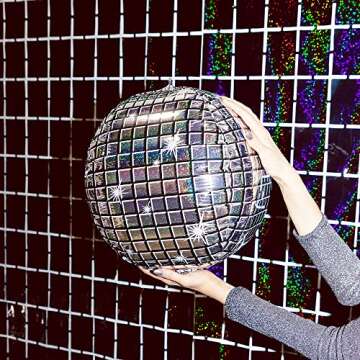 xo, Fetti Party Decorations Black Iridescent Square Foil Curtain - Set of 2 | New Years Eve 2023, Ba...