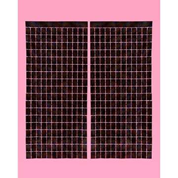 xo, Fetti Party Decorations Black Iridescent Square Foil Curtain - Set of 2 | New Years Eve 2023, Bachelorette Backdrop, Wedding, Square Birthday Photo Booth