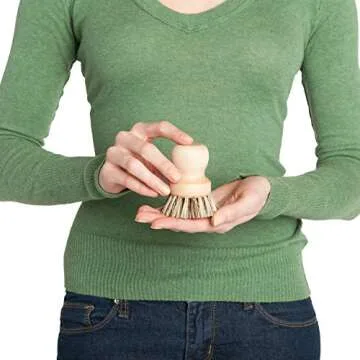 REDECKER Natural Fiber Bristle Pot Brush, Untreated Beechwood Handle, Heat-Resistant Union Fiber Head for Cleaning Pots, Pans and More, 2-1/2 inch Diameter - Beechwood Dish Brush - Beechwood Scrubber