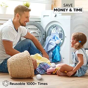 RAYTRADE Wool Dryer Balls 6-Pack 100% Made of Organic New Zealand Wool Reduces Clothing Wrinkles and Saves Drying Time Reusable Natural Fabric Softener Stocking Stuffer Gifts