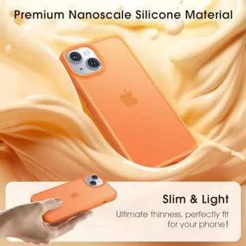 Alphex Shockproof for iPhone 14 / iPhone 13 Case, Sleek Retro Design, German Quality Standard Certified, 12FT Military-Grade Protection, Transluscent Matte Slim Hard Back Women Men Case 6.1“, Orange