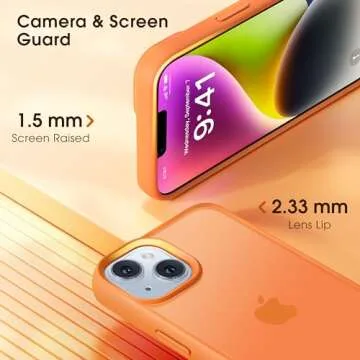 Alphex Shockproof for iPhone 14 / iPhone 13 Case, Sleek Retro Design, German Quality Standard Certified, 12FT Military-Grade Protection, Transluscent Matte Slim Hard Back Women Men Case 6.1“, Orange