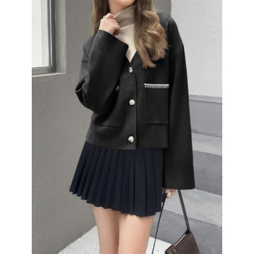 Saodimallsu Women's Trendy V Neck Cardigan with Pockets