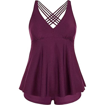 Aqua Eve Plus Size Swimsuits Flowy Tankini with Shorts