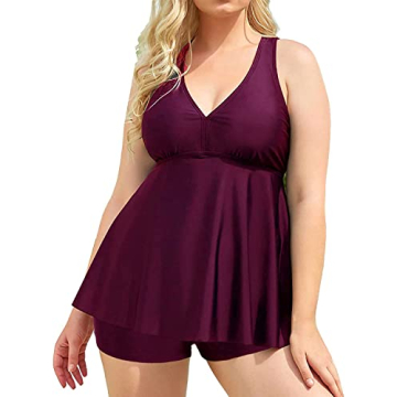 Aqua Eve Plus Size Swimsuits Flowy Tankini with Shorts