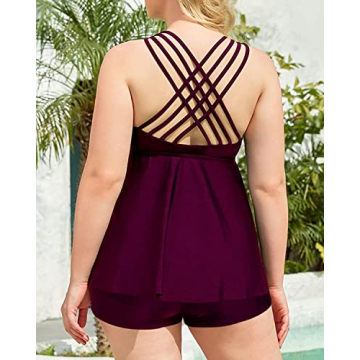 Aqua Eve Plus Size Swimsuits Flowy Tankini with Shorts