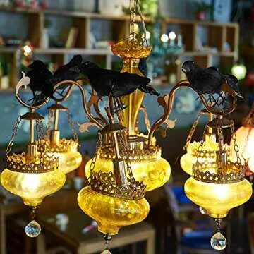 Realistic Black Feathered Crows for Halloween Decor