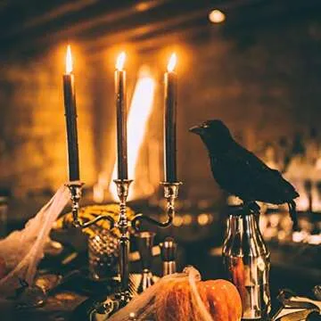 Realistic Black Feathered Crows for Halloween Decor
