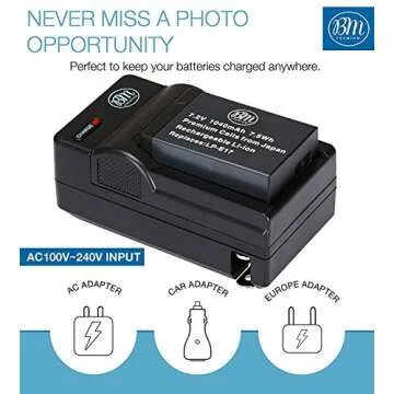 BM 3-Pack of LP-E17 Batteries and Charger for Canon EOS R8, EOS R10, EOS R50, EOS R100, EOS RP, EOS M3, EOS M5, EOS M6 Mark II, Rebel T6i, T6s, T7i, T8i, SL2, SL3, EOS 750D, EOS 760D, EOS 8000D Camera