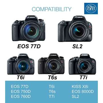 BM 3-Pack of LP-E17 Batteries and Charger for Canon EOS R8, EOS R10, EOS R50, EOS R100, EOS RP, EOS M3, EOS M5, EOS M6 Mark II, Rebel T6i, T6s, T7i, T8i, SL2, SL3, EOS 750D, EOS 760D, EOS 8000D Camera