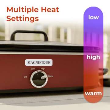 [NEW] MAGNIFIQUE 4-Quart Slow Cooker with Casserole Manual Warm Setting - Perfect Kitchen Small Appliance for Family Dinners, Dishwasher Safe Crock, Red