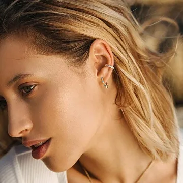 Trendy 14k Gold Plated Spike Huggie Hoop Earrings by GUEMER