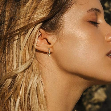 Trendy 14k Gold Plated Spike Huggie Hoop Earrings by GUEMER