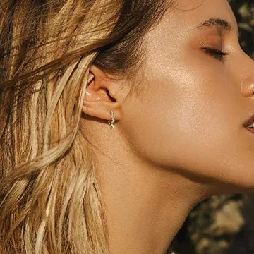 Trendy 14k Gold Plated Spike Huggie Hoop Earrings by GUEMER