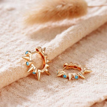 Trendy 14k Gold Plated Spike Huggie Hoop Earrings by GUEMER