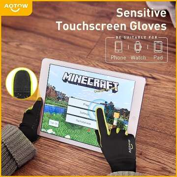 Kids Winter Warm Sports Gloves - Touchscreen Full Finger Anti-Slip Mittens for 6-8 Years