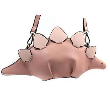 QiMing Dinosaur Shoulder Purses,PU Stegosaurus CrossBody Bag for Girl Women(Pink)