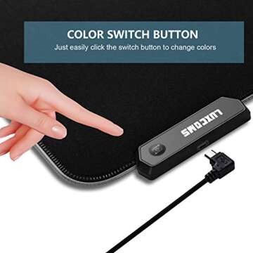 LUXCOMS RGB Soft Gaming Mouse Pad Large, Oversized Glowing Led Extended Mousepad ，Non-Slip Rubber Base Computer Keyboard Pad Mat，31.5X 11.8in