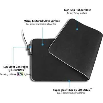 LUXCOMS RGB Extended Gaming Mouse Pad - Customizable Comfort