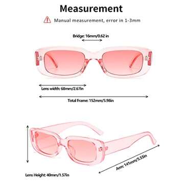 Dollger Trendy Rectangle Sunglasses For Women Men Trendy Retro Rectangular Pink Shades sunglasses pink and blue