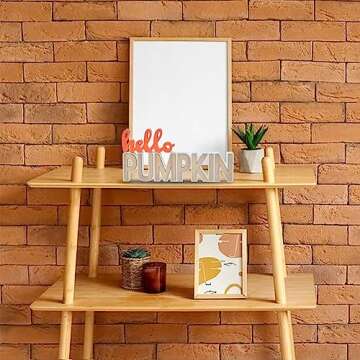 Ovootok Thanksgiving Decorations for Home, Fall Decorations, 2PCs Wooden Pumpkin Blocks for Thanksgi...