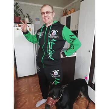 Hakjay Men's Hiphop Dance Jogger Casual Tracksuit Set Long Sleeve Full-Zip Running Jogging Athletic Sweat Suits