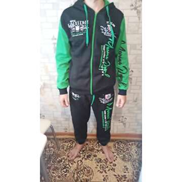 Hakjay Men's Hiphop Dance Jogger Casual Tracksuit Set Long Sleeve Full-Zip Running Jogging Athletic Sweat Suits