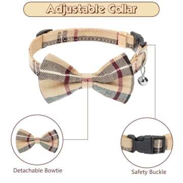 BINGPET Dog Harness Collar Leash Set,Adjustable No Pull Escape Proof Small Dog Harness,Classic Plaid Puppy Harness and Leash Set for Small Medium Large Dogs Training Easy Walk Running(Beige,S)