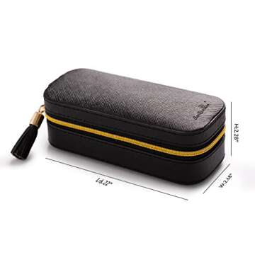 SANQIANWAN Small Jewelry Travel Organizer Box with PU Leather Portable Jewelry Storage Case for Neck...