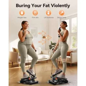 Niceday Steppers for Exercise, Mini Stair Stepper with Resistance Bands at Home Workout Equipment wi...