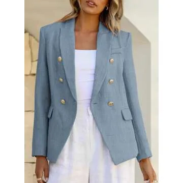 Happy Sailed Women's Slim Fitted Double Breasted Blazer