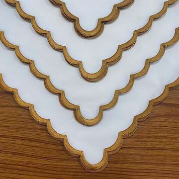 Ridhi White with Goldenrod Yellow Cloth Napkins - Set of 6, 100% Pure Cotton, Perfect for Weddings &...