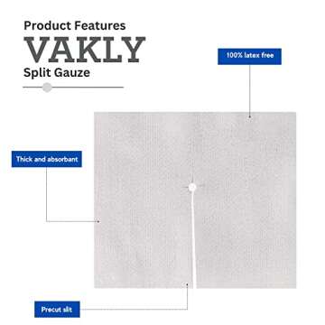 Split Drain Sponge Gauze 4x4 Sterile 6 Ply Pads [Pack of 50] Absorbent Precut 4"X4" Non-Woven Slit B...