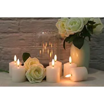 GenSwin Flameless Pillar Candles Flickering with Timer, Battery Operated Real Wax LED Votive 3D Wick Candles 6 Pack White(Battery Include, 2 x 3.2 Inch)
