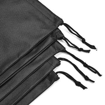 SPIKG 10 pcs Shoe bags for Travel Storage Dust-Proof Drawstring with Window (Black)