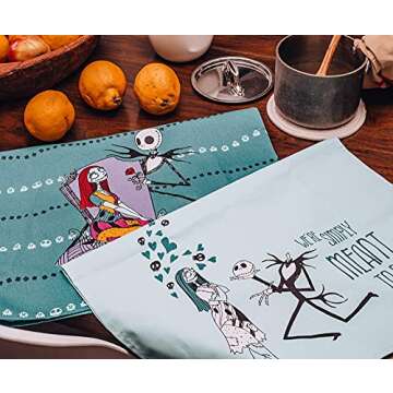 The Nightmare Before Christmas Jack and Sally Cotton Hand Towels, Set of 2 | Quick Dry Wash Cloths Bath Set Collection | Official Disney Home Decor For Kitchen, Bathroom