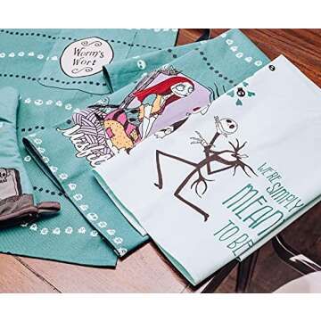 The Nightmare Before Christmas Jack and Sally Cotton Hand Towels, Set of 2 | Quick Dry Wash Cloths Bath Set Collection | Official Disney Home Decor For Kitchen, Bathroom