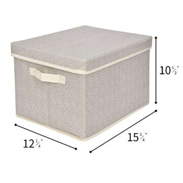 GRANNY SAYS Fabric Boxes with Lids, Storage Bins with Handles, Shelf Basket Storage, Decorative Extra Large Storage Containers for Linens Closet Organization, Honey Beige, 3-Pack, Jumbo