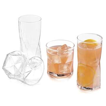 LIBBEY Rhombus Drinking Glasses Collection 4-piece Set (Rock 11.9oz)