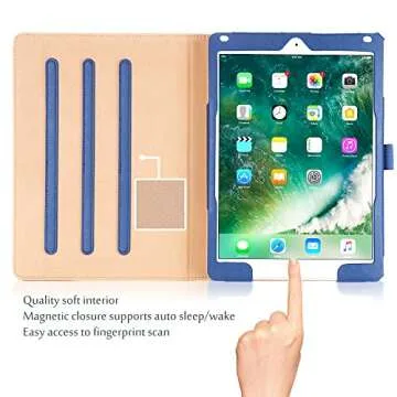 ProCase for iPad 9.7 Inch iPad 6th/5th Generation Case 2018 2017/iPad Air 2/Air 1 Case, Premium Leather Folio Corner Protection Multi-Angle Viewing Stand Cover with Front Pocket Pen Loop -Navy