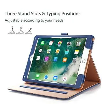 ProCase for iPad 9.7 Inch iPad 6th/5th Generation Case 2018 2017/iPad Air 2/Air 1 Case, Premium Leather Folio Corner Protection Multi-Angle Viewing Stand Cover with Front Pocket Pen Loop -Navy