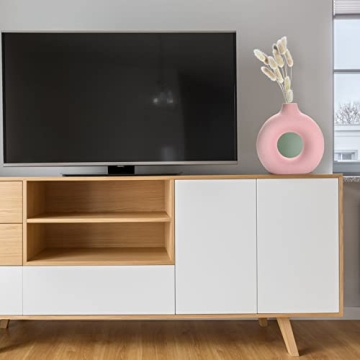 Joynisy Donut Vase Light Pink Ceramic Decorative Centerpiece