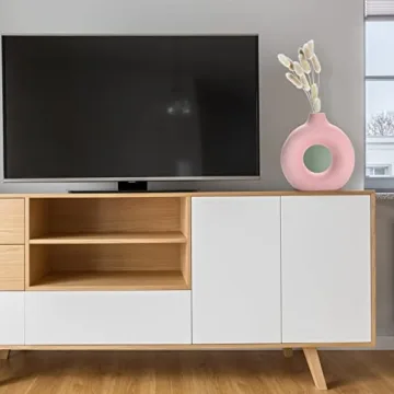 Joynisy Donut Vase Light Pink Ceramic Decorative Centerpiece