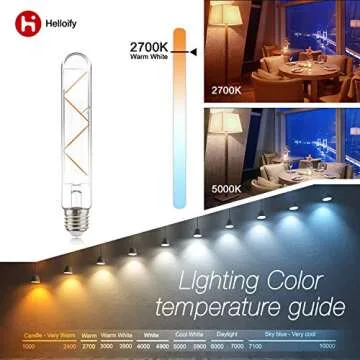 helloify T10 Dimmable Vintage LED Edison Tubular Bulb, 40W Equivalent, High Brightness, 2700K Warm White Light, Clear Glass, Tube Cover Light, E26 Screw Base, 4PCS