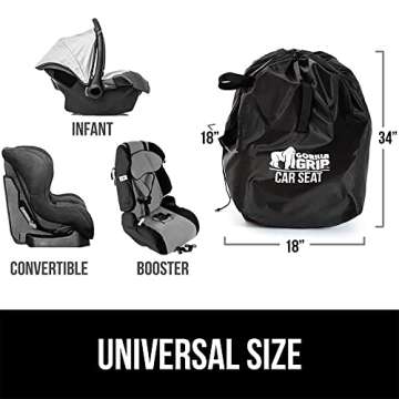 Gorilla Grip Car Seat Travel Bag, Easy Carry Gate Check Airport Case,Water Resistant Protector Bags, Padded Straps, Fits Infant Carriers, Convertible and Booster Seats, Cover, Onyx